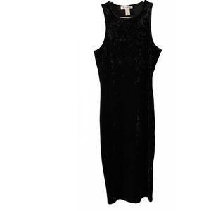 Forever 21 Black Velvet Bodycon Midi Dress